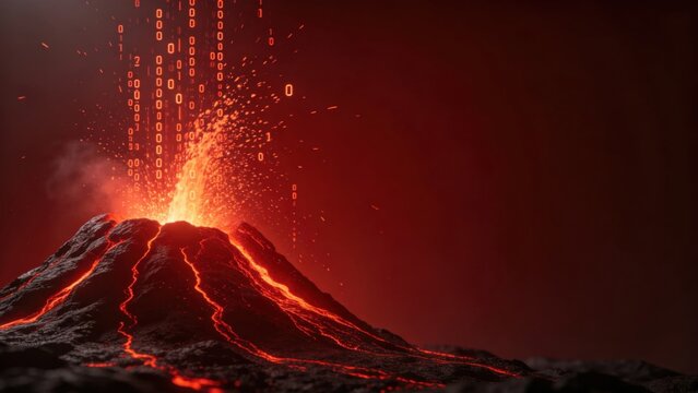 Magma red binary volcano erupting explosive data