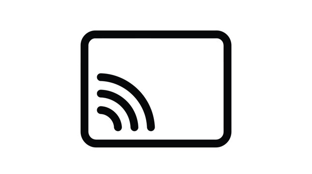A simple black and white graphic icon representing wireless signal transmission and connectivity