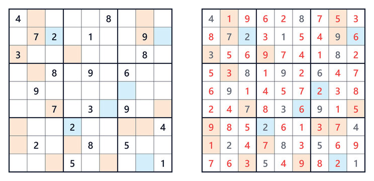 Sudoku puzzle grid showcasing solved and unsolved sections  