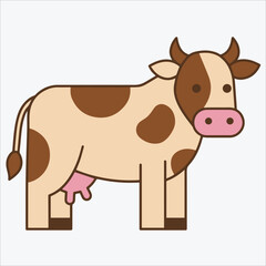 Obraz premium Spotted Dairy Cow Character, Domestic Livestock Cattle and Milk Production Concept, Scalable EPS Vector Illustration for Rural Farm Branding