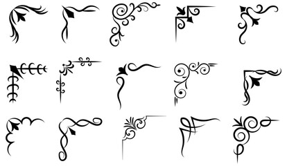 Obraz premium Corner ornament collection. Vector illustration of decorative corner frame set.
