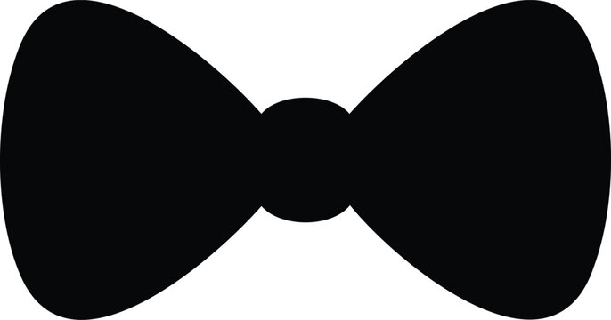 Black bow tie silhouette, simple and symmetrical bowtie formal