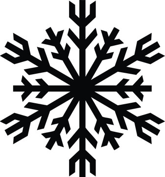 Black symmetrical snowflake with sharp geometric edges symmetry