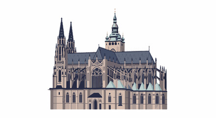 Obraz premium A detailed, low-pixel Gothic cathedral with intricate spires and stained glass