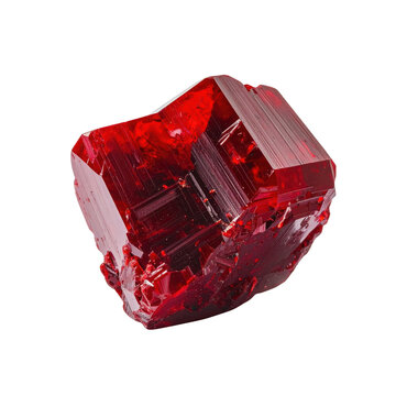 Red Crystal Formation on Black Background Isolated mineral gemstone
