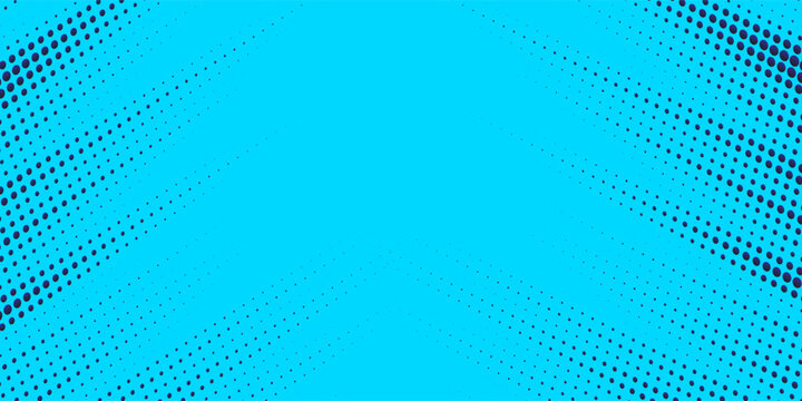 Halftone gradient pattern vertical vector illustration. Blue dotted halftone texture. Pop Art light blue dots halftone, dark blue Background. Background of Art.