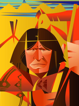 Geronimo (1829-1909) Apache warrior vector illustration