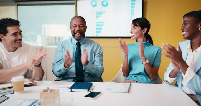 Business, people and meeting with fist bump in office for good news, celebration and finance success. Smile, team or applause for solidarity, financial achievement and congratulations for staff bonus