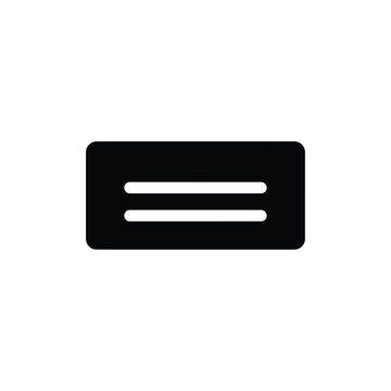 Simple black silhouette of a rectangular menu button with two horizontal lines inside isolated on a white background, for user interface, navigation bars, and, digital application controls