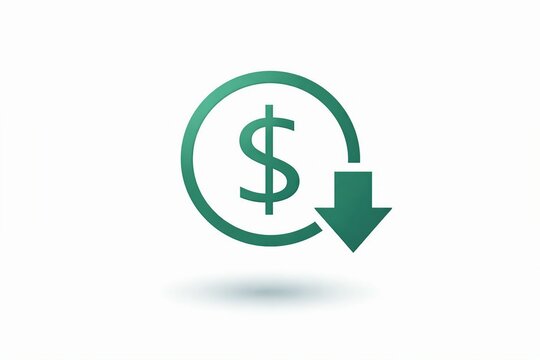Modern green dollar sign icon with downward arrow in circular refresh symbol