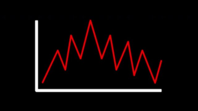 Suitable for financial reports, presentations, infographics. Visual representation of data trends with red line graph on black background.