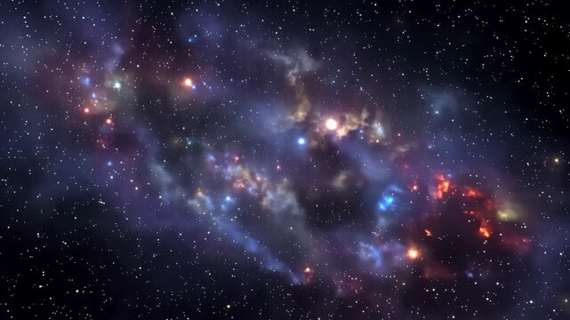 Vibrant nebula with stars and colorful gas in outer space