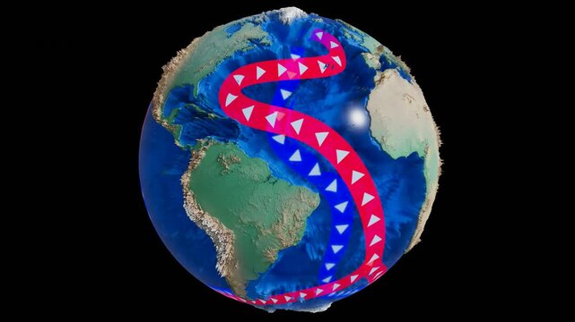 Global Ocean Currents : Loop Rotating 3D Rendering Earth