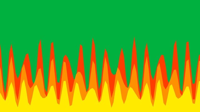 Cartoon Fire Flames Animation with Jagged Edges Moving on Green Screen Chroma Key Background for Video Editing