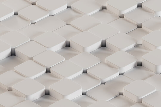 3D minimal tile pattern with rounded block surface