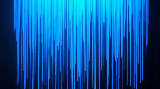 Cascading Pixel Rain Drops in Blue Lines