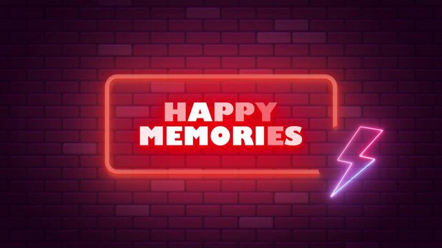 HAPPY MEMORIES NEON TITLE WITH NEON BACKGROUN