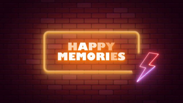 HAPPY MEMORIES NEON TITLE WITH NEON BACKGROUN