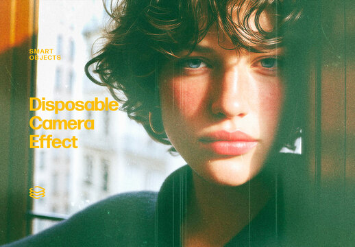 Disposable Camera Photo Effect &ndash; Green Tint for Album Cover & Social Media (PSD)
