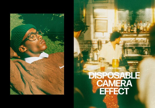 Disposable Camera Photo Effect &ndash; Green Tint for Poster & Social Media (PSD)