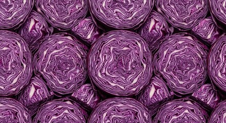 Obraz premium Close up Of Red Cabbage Halves Stacked In Pattern Studio Lighting Fresh Healthy Vegetables