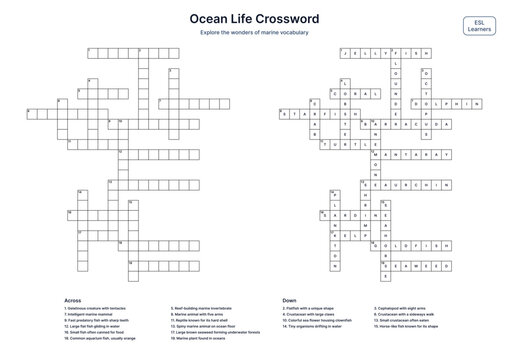 Ocean Life Crossword - ESL