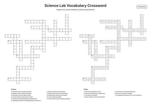 Science Lab Vocabulary Crossword - Preschool