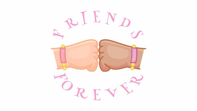 Best Friends Forever Fist Bump Friendship Animation Flat Cartoon Motion Style. Cute looping bestie gesture video for social media intro and friendship content