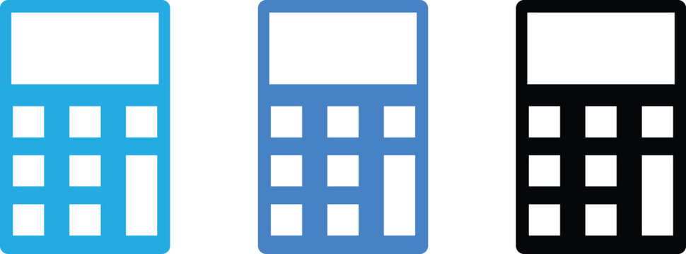 Calculator solid vector icon set