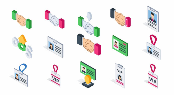 Collection of various digital identification icons.