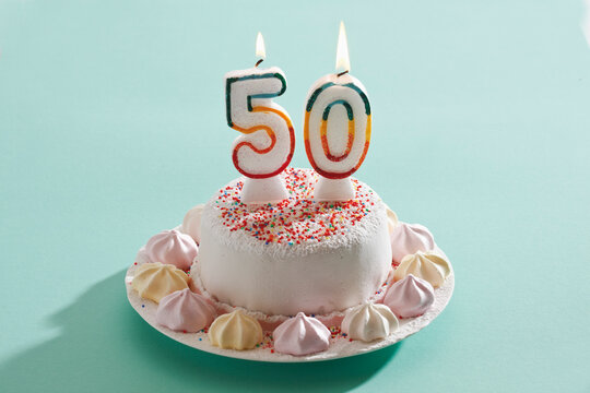 Birthday cake with burning candles