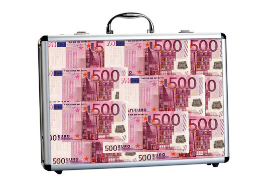 Suitcase filled with 500-Euro-notes