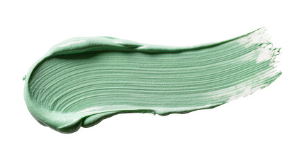 Green cosmetic cream smear with visible brush strokes, isolated on transparent background © Piotr