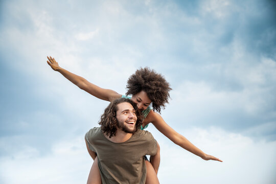 Happy carefree couple outdoors