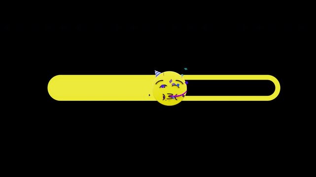 Party Emoji Progress Bar Animation on Black Background