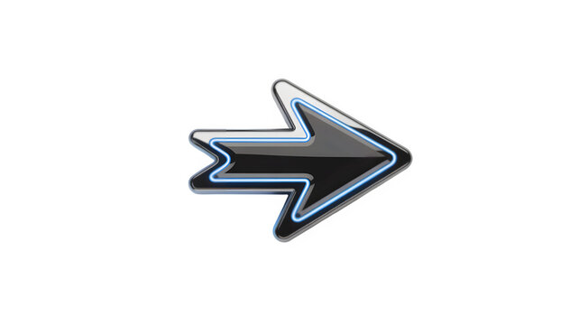 Futuristic Neon Arrow Icon 3D Direction Navigation Symbol Isolated on transparent Background
