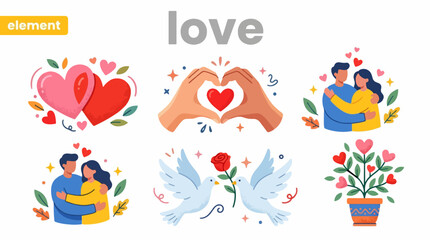 Naklejka premium Love-themed clipart