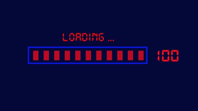 Digital loading bar with 60 percent progress on blue background