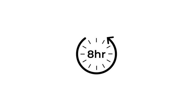 8 hours time loop animation with circular arrow loading concept.