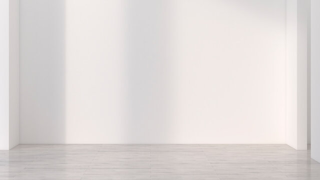 Empty room with white wall, 3d rendering