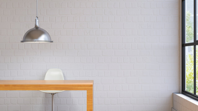 Room with lamp, table and chair, 3d rendering