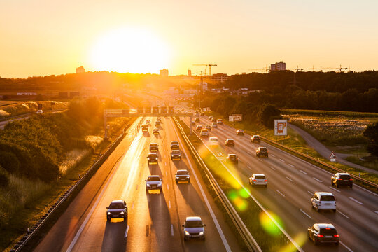 Germany, Baden-Wuerttemberg, Stuttgart, Autobahn A8 in the evening