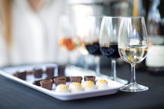 Wine degustation with chocolates