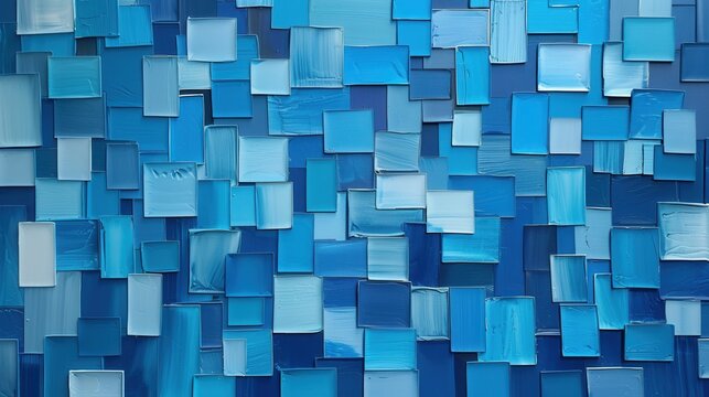 Precise Digital Overlapping Blue Paint Rectangles Composition