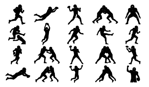 20 American Football Player Vector Silhouettes for Sublimation