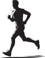 Obraz premium Black silhouette of a muscular man running.
