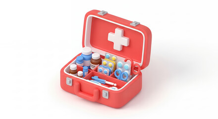 Obraz premium 3D First Aid Medical Kit Icon in Smooth Soft Style, Emergency Healthcare and Medical Support Equpment for App UI Design