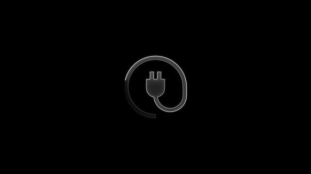 Electric plug icon with a circular cord, minimalist power symbol, energy and electricity concept, simple vector graphic design