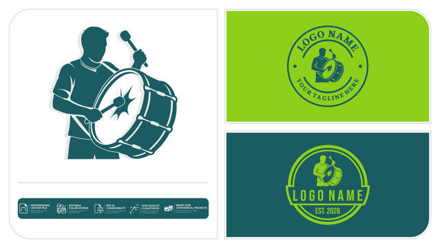 Football Supporter Drum Badge Logo Set