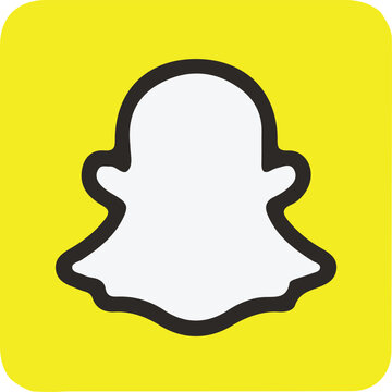 snapchat ghost logo icon on bright yellow background flat design social media app symbol
